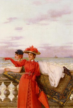 海を眺めるマッテオ 女性 ヴィットリオ・マッテオ・コルコス Oil Paintings